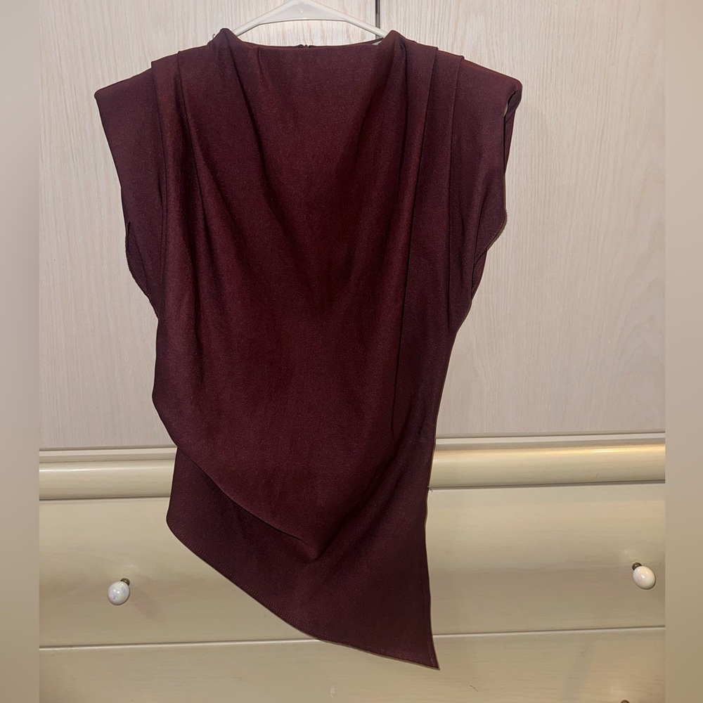 Women’s Draped Sleeveless Top in Deep Burgundy